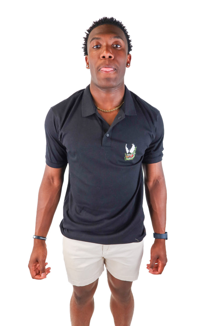 vintage venom/spiderman black polo (xl)