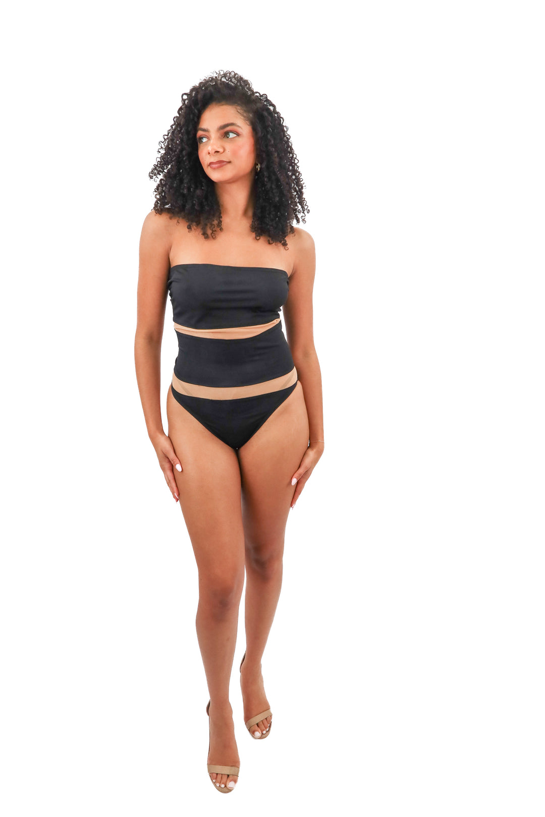 Norma Kamali black/mesh one piece swim (M; retail $265)