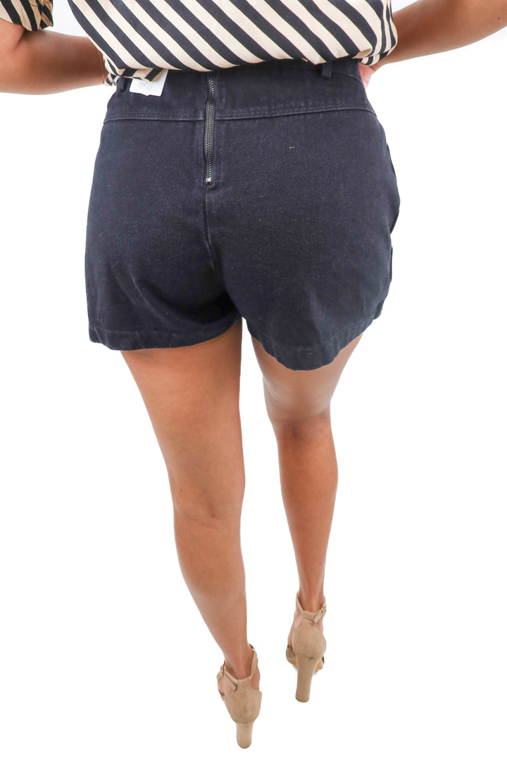 vici black denim skort (m; retail $58)