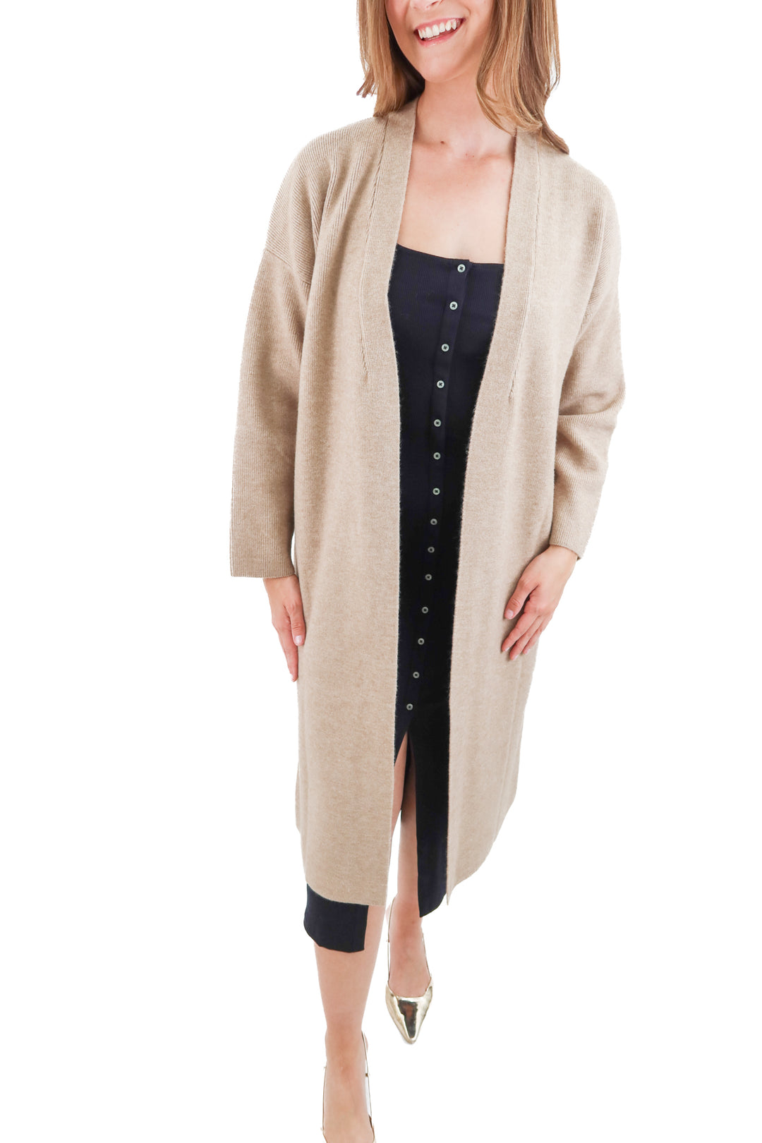 mango tan long cardigan (xs; retail $140)
