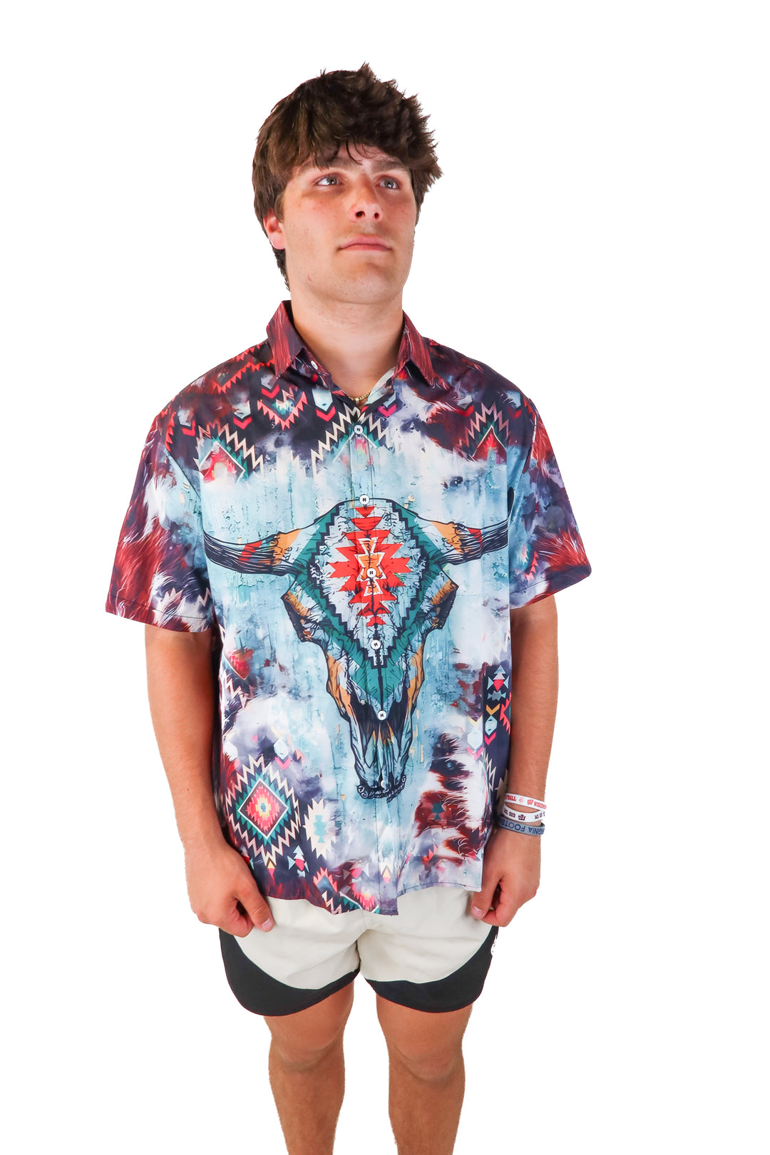 catch the waves aztec button up top (xl)