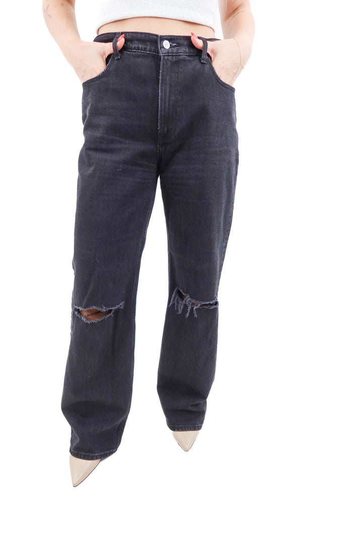 abercrombie & fitch black high rise the 90s relaxed ripped jeans (29; retail $90)