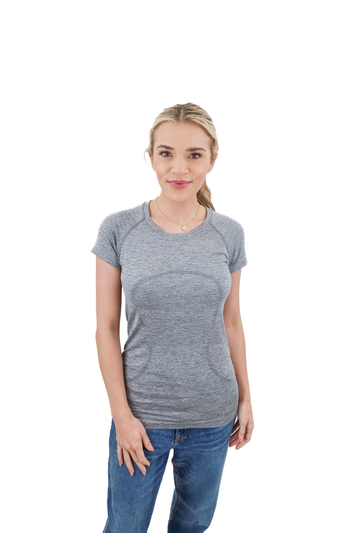 Lululemon grey seamless short sleeve top (6)