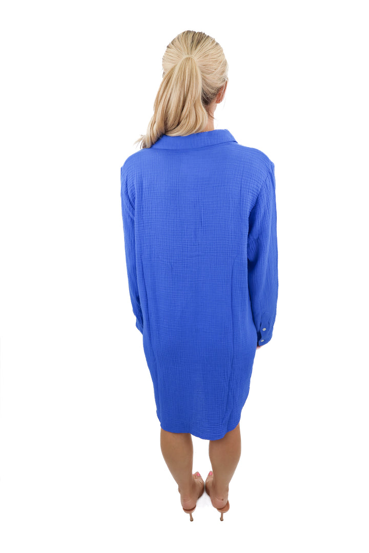 J.Crew blue gauzy mini dress (M; retail $89.50)