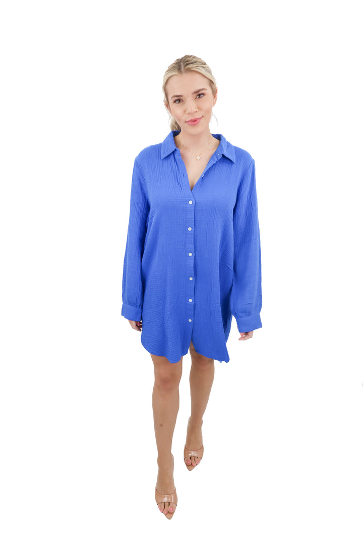J.Crew blue gauzy mini dress (M; retail $89.50)