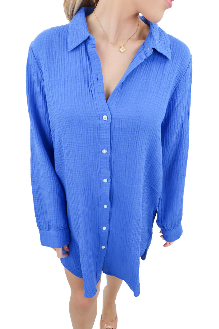 J.Crew blue gauzy mini dress (M; retail $89.50)