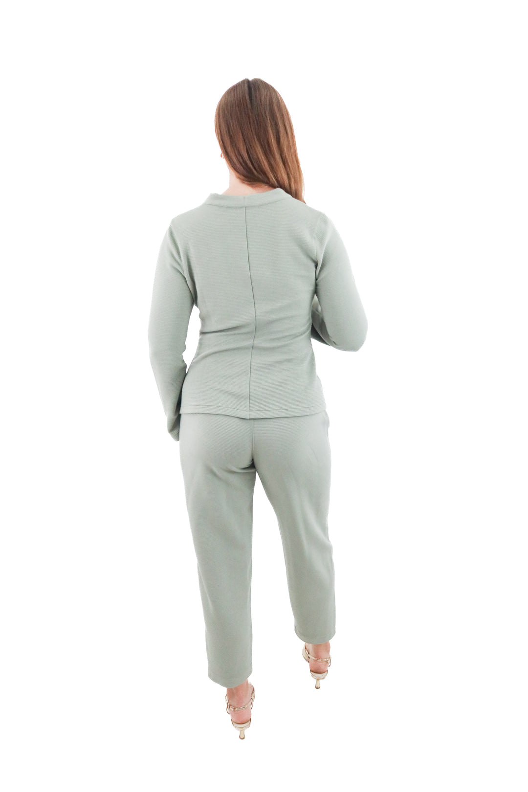 spanx sage ribbed cardigan and pant set (s; retail $258)