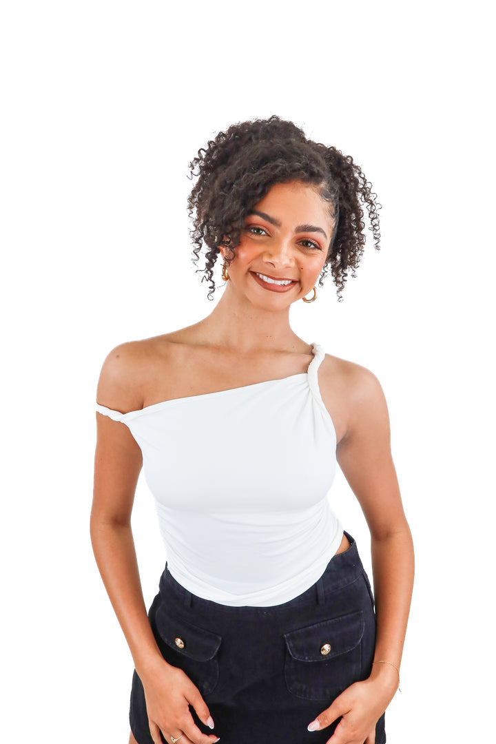 Vici white twist sleeve top (S)