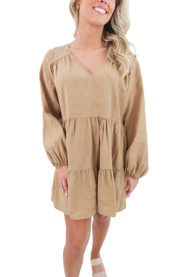 zara tan mini dress (s)