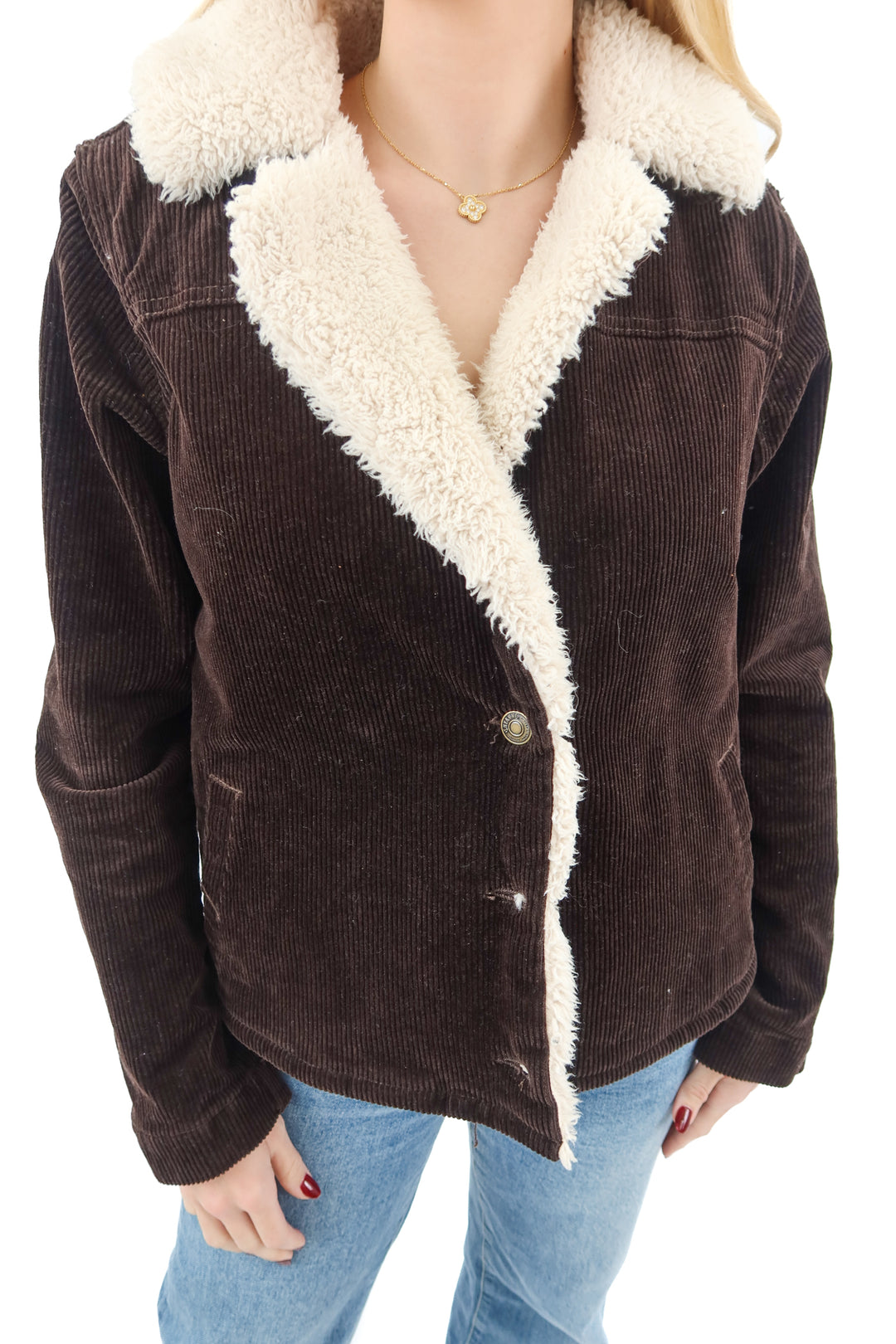 shyanne brown corduroy sherpa jacket (L)