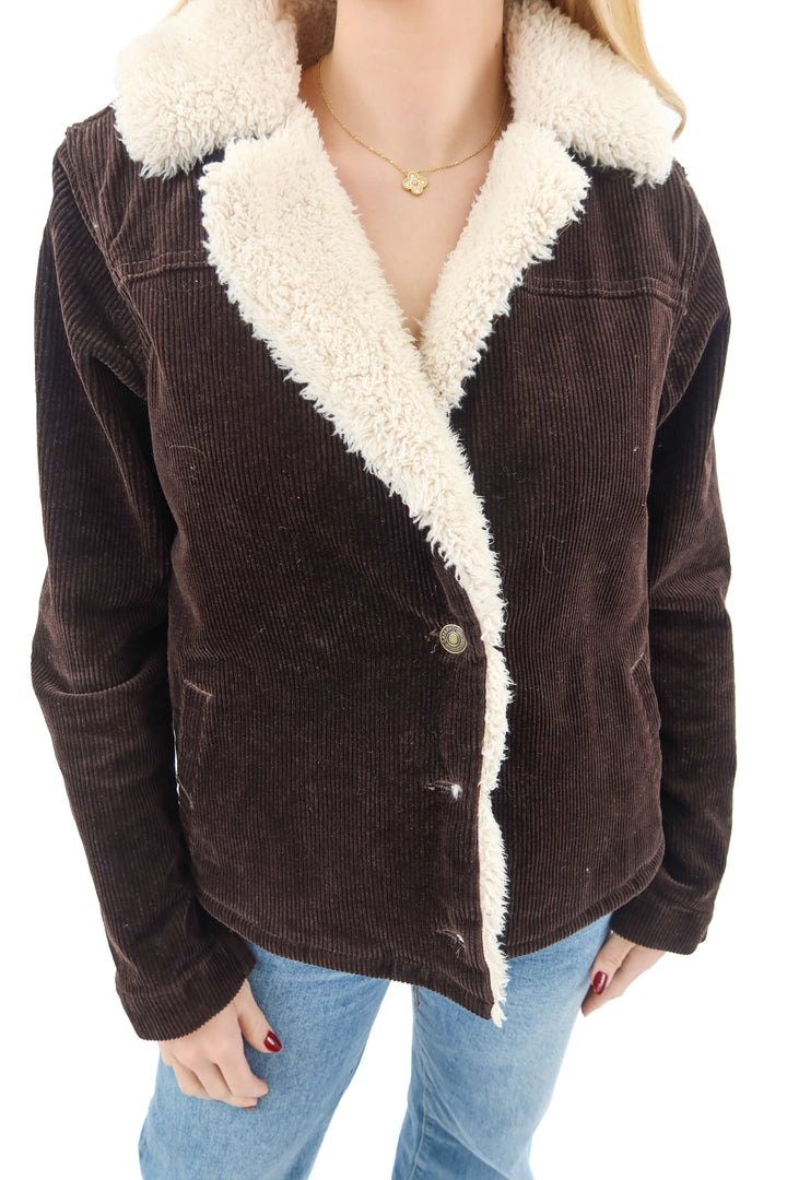 shyanne brown corduroy sherpa jacket (L)