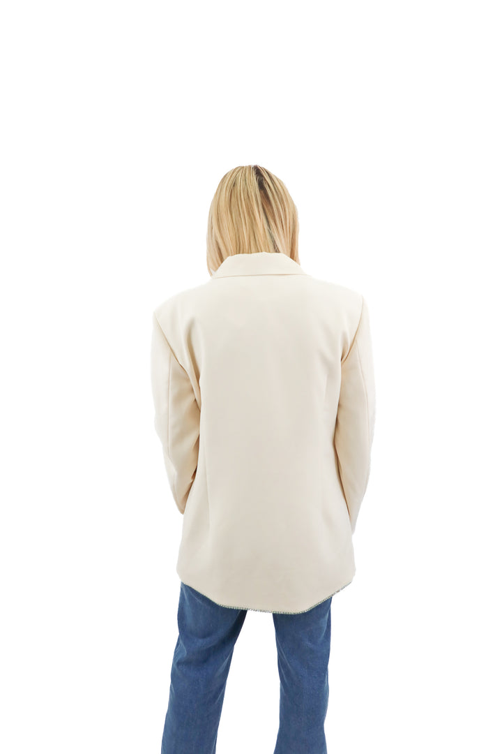 rumored cream crystal lined blazer (S)