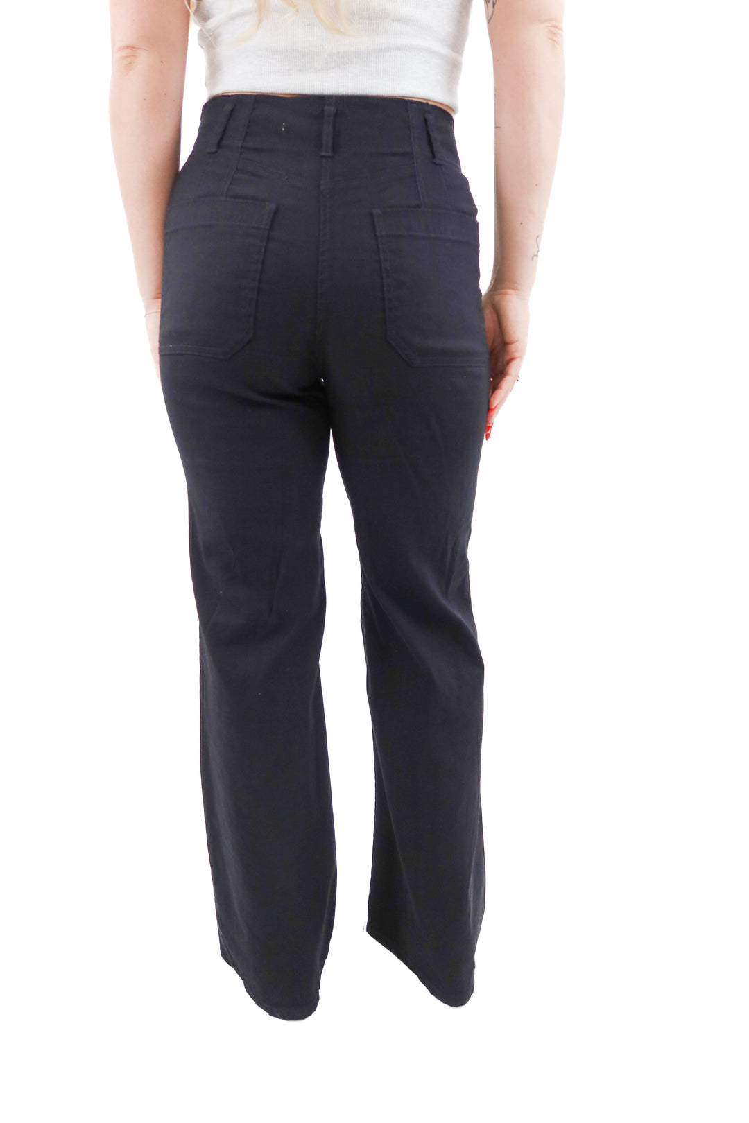 maeve black the junie wide leg pants (29; retail $148)