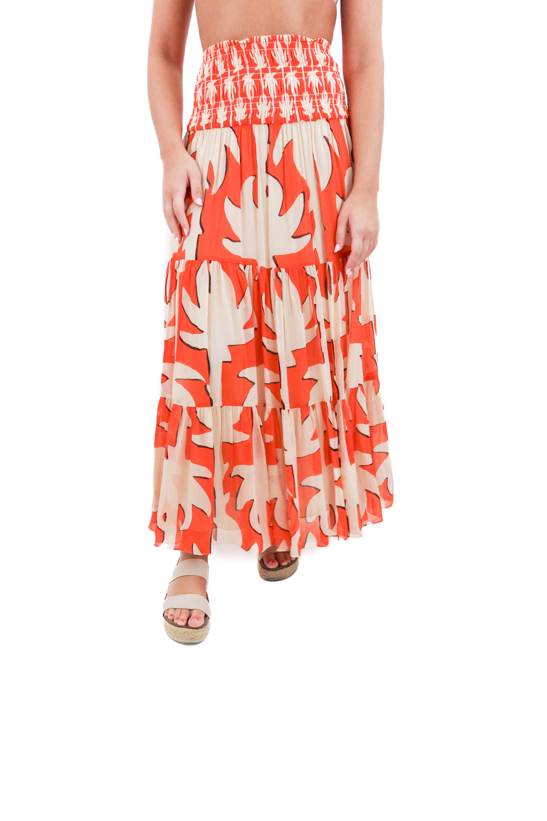 diane von furstenberg heritage palm burn orange skirt NWT (xs; retail $498)