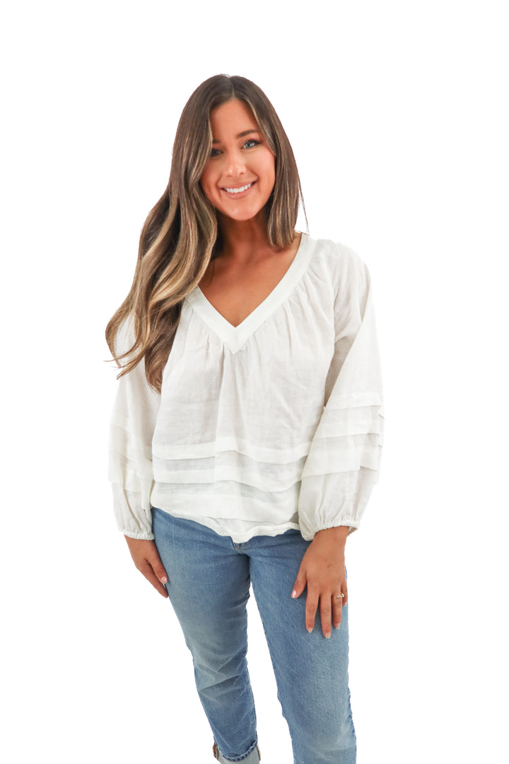 esmaee white tiered blouse (L)