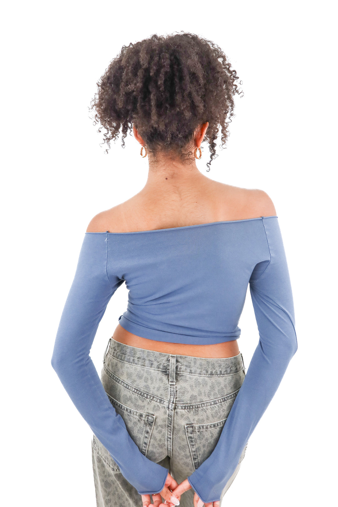 Brandy Melville slate boatneck long sleeve top (S)