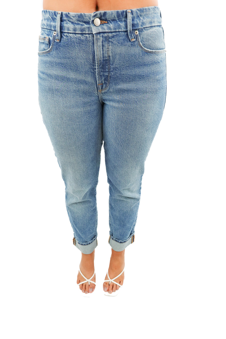 good american medium wash slim fit jeans (8; retail $159)