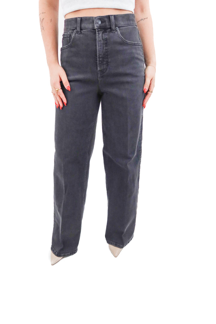 spanx black wide leg jeans (m; retail $158)