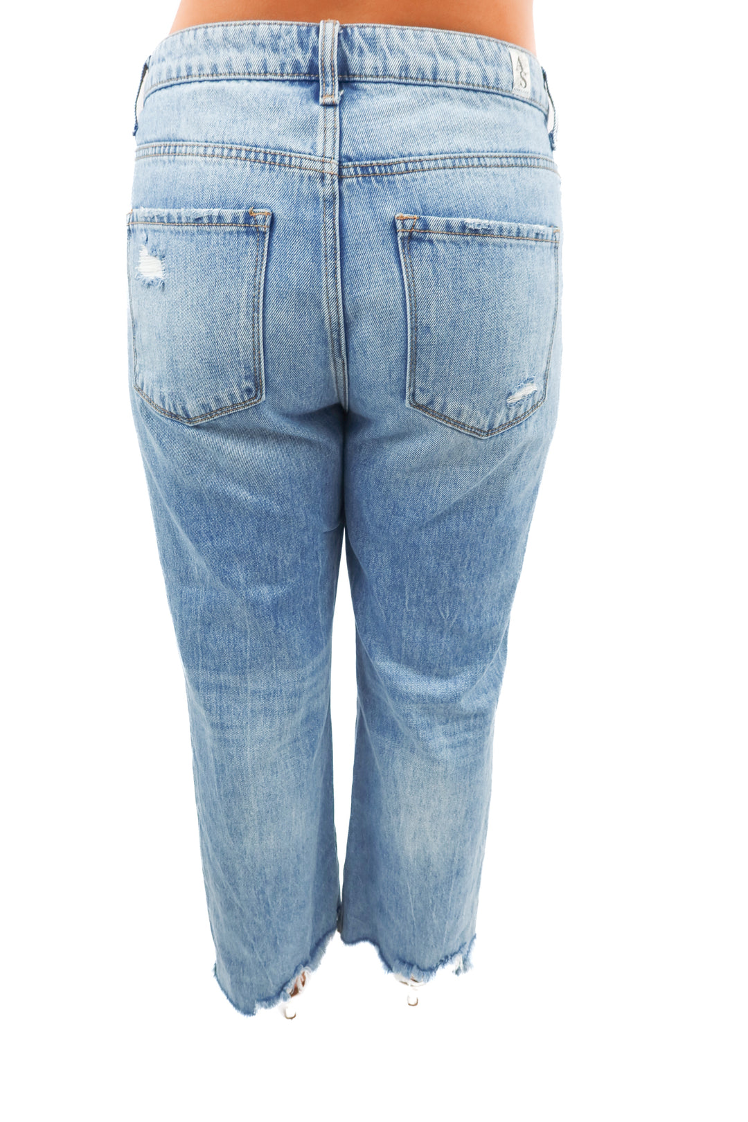 Altard State light wash raw hem jeans (30; retail $88)