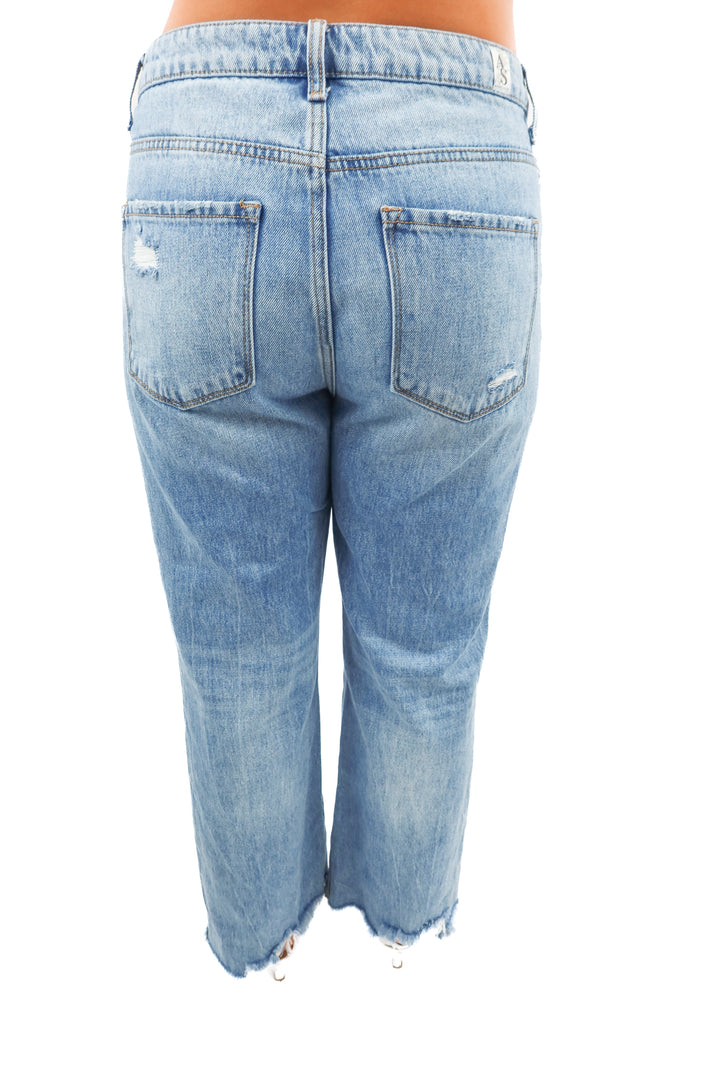 Altard State light wash raw hem jeans (30; retail $88)