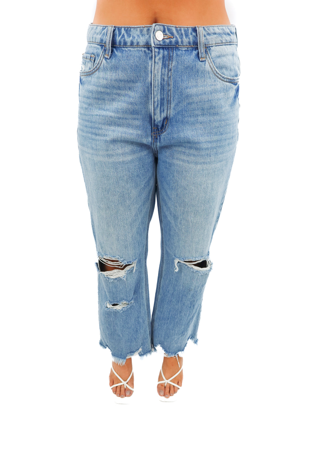 Altard State light wash raw hem jeans (30; retail $88)