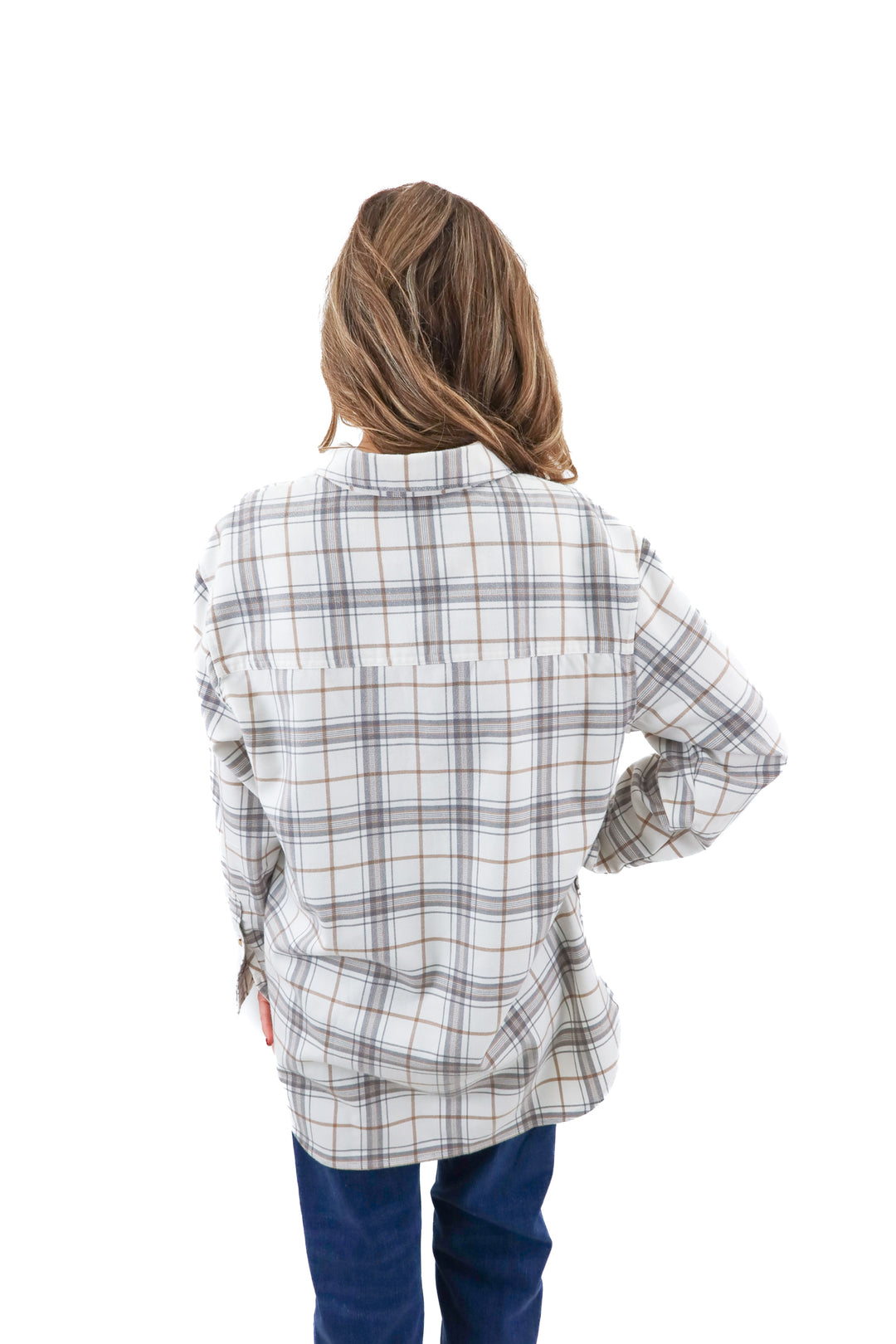 abercrombie & fitch grey plaid flannel (m)