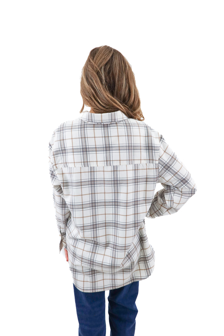 abercrombie & fitch grey plaid flannel (m)