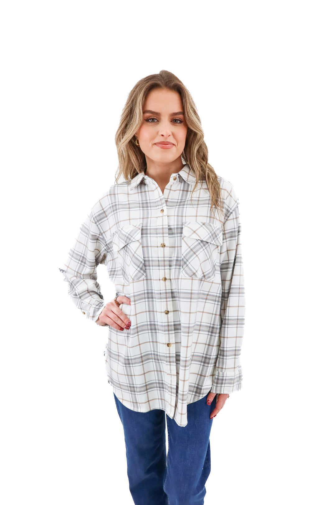 abercrombie & fitch grey plaid flannel (m)