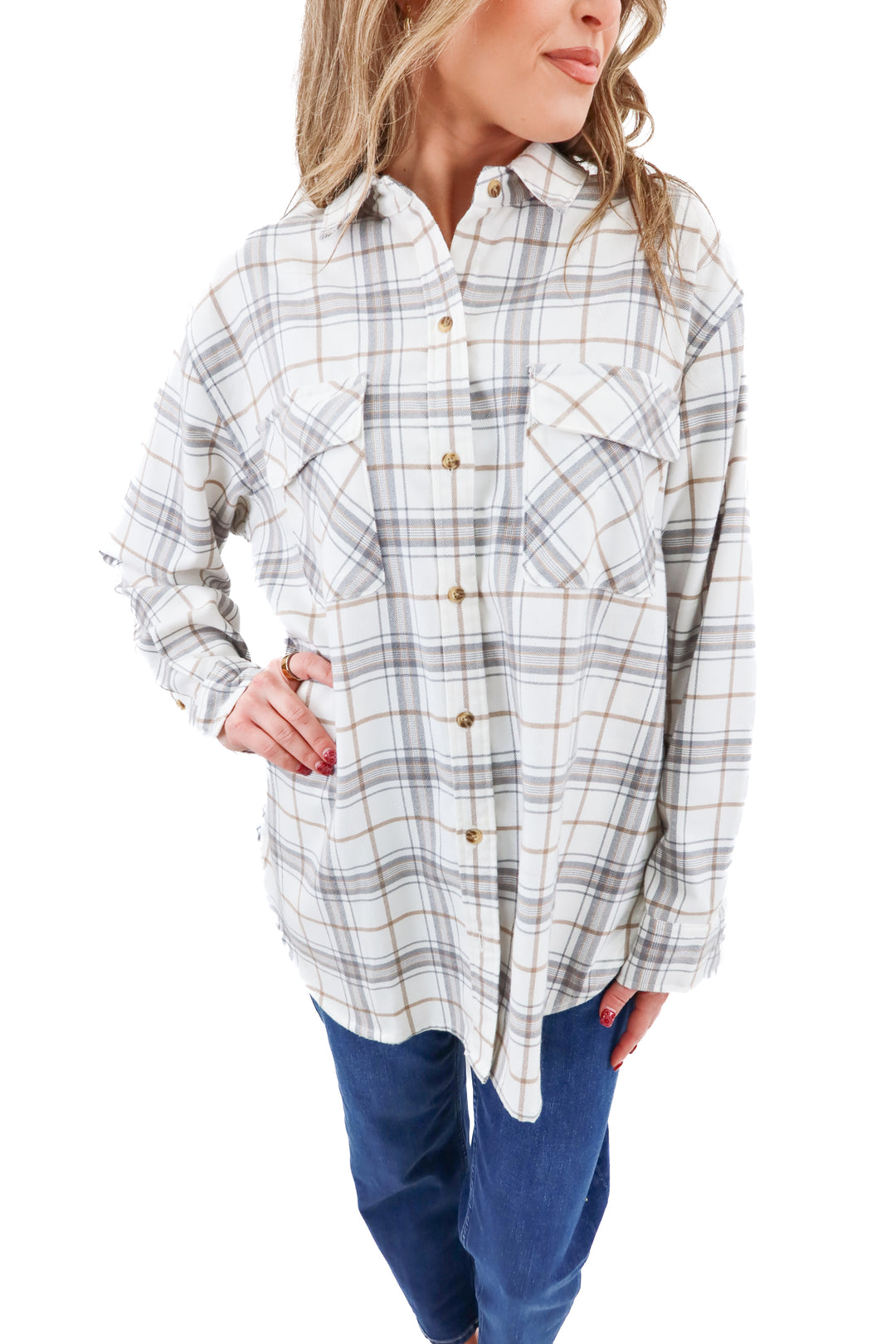 abercrombie & fitch grey plaid flannel (m)