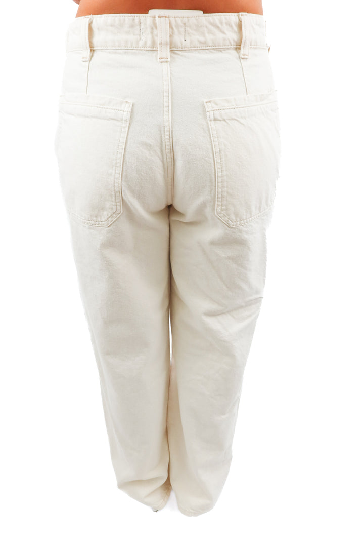 we the free cream wide leg jeans (30; retail $98)