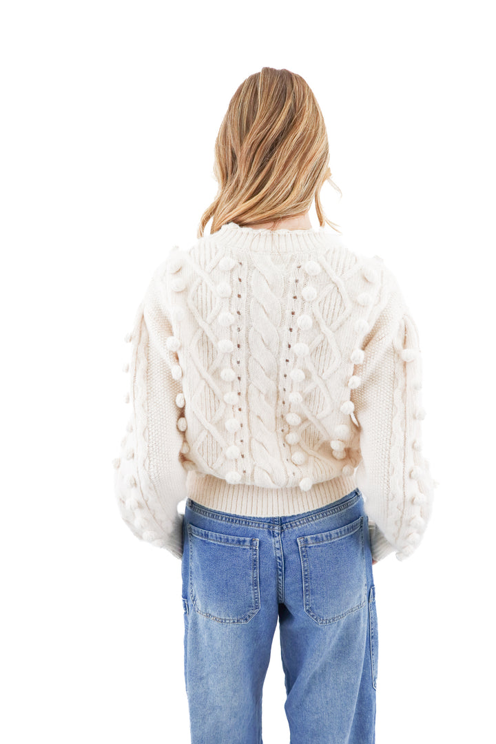 & other stories cream pom alpaca blend sweater (s; retail $110)