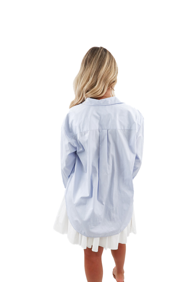 spanx blue button up (s)