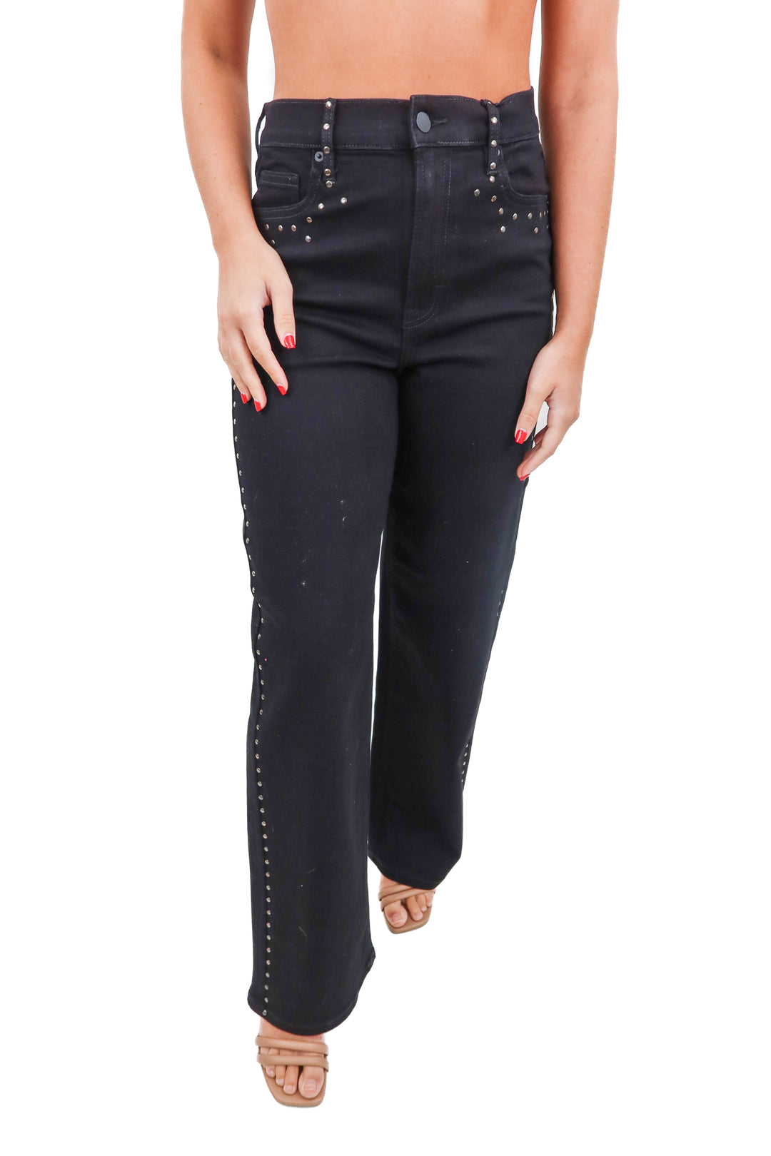 Vici black studded wideleg jeans NWT