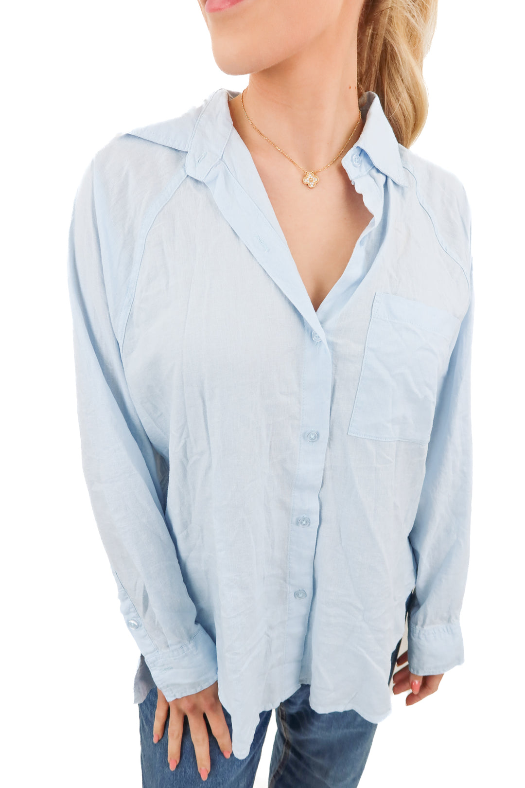 Z Supply blue linen shirt (S; retail $79)
