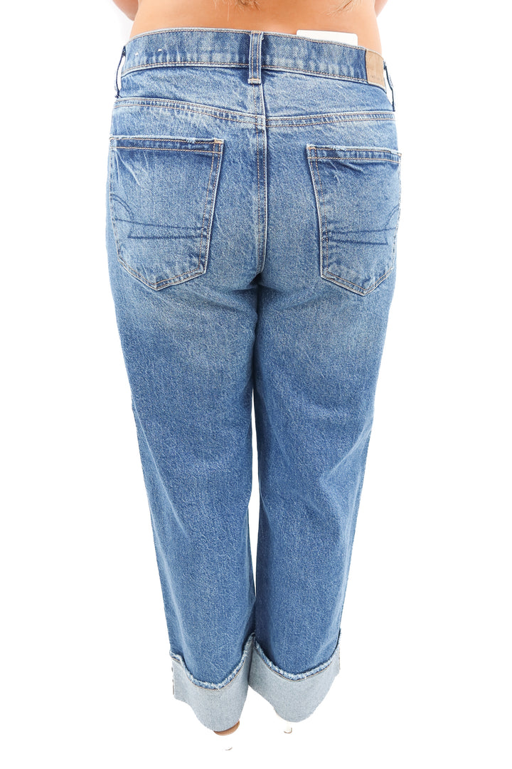 american eagle dark wash cuffed jeans (8; retail $60)