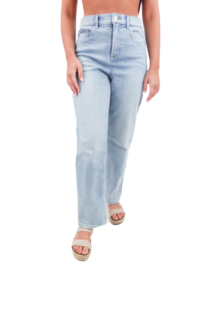 spanx light wash straight leg denim (s; retail $158)