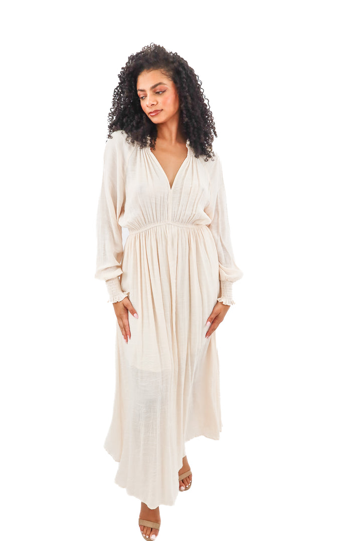 vinnie louise pink smocked maxi dress NWT (m/L; retail $58)