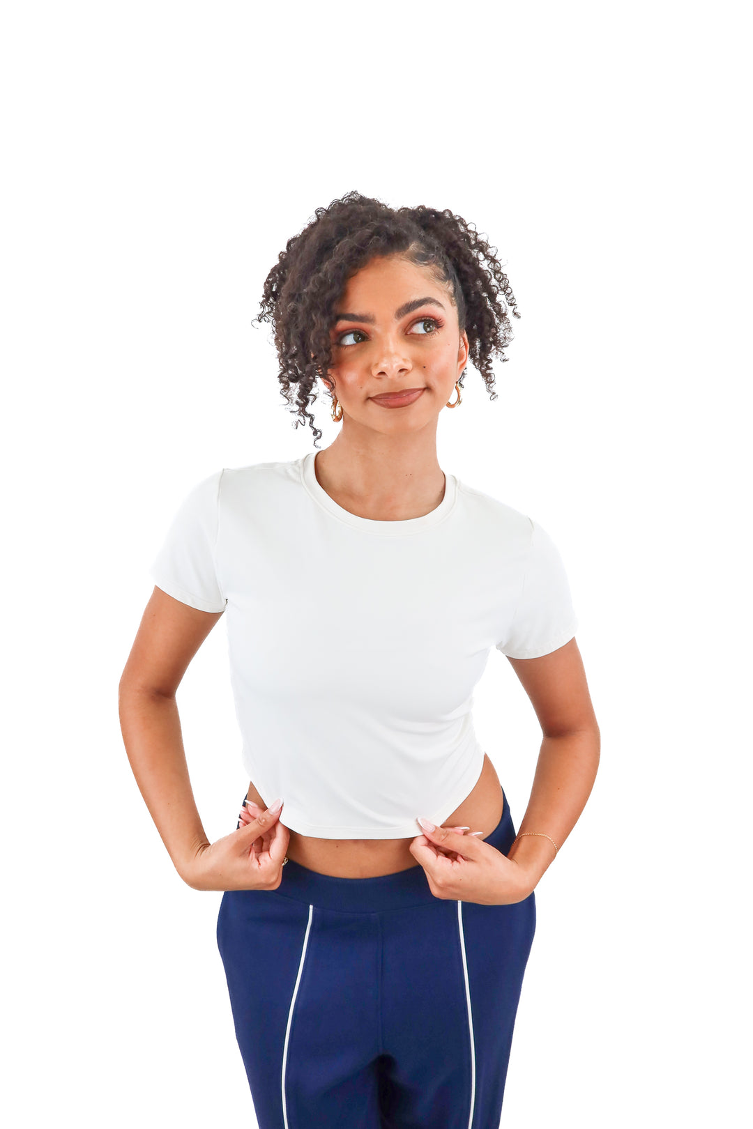 Primark cream short sleeve crop shirt (M; retail $16)