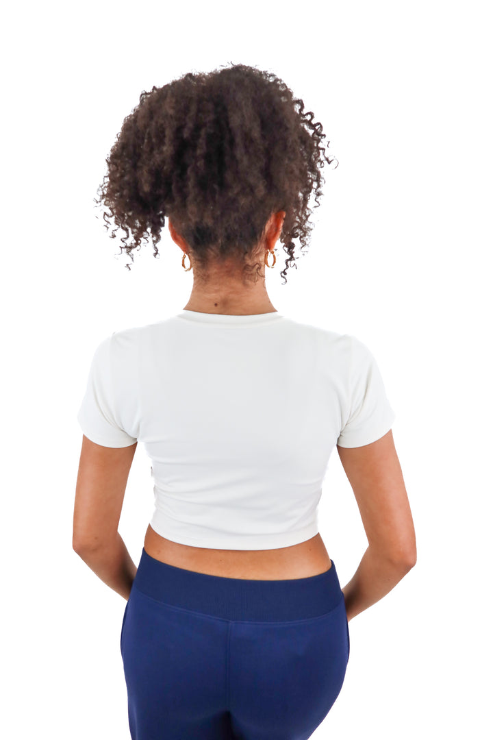 Primark cream short sleeve crop shirt (M; retail $16)