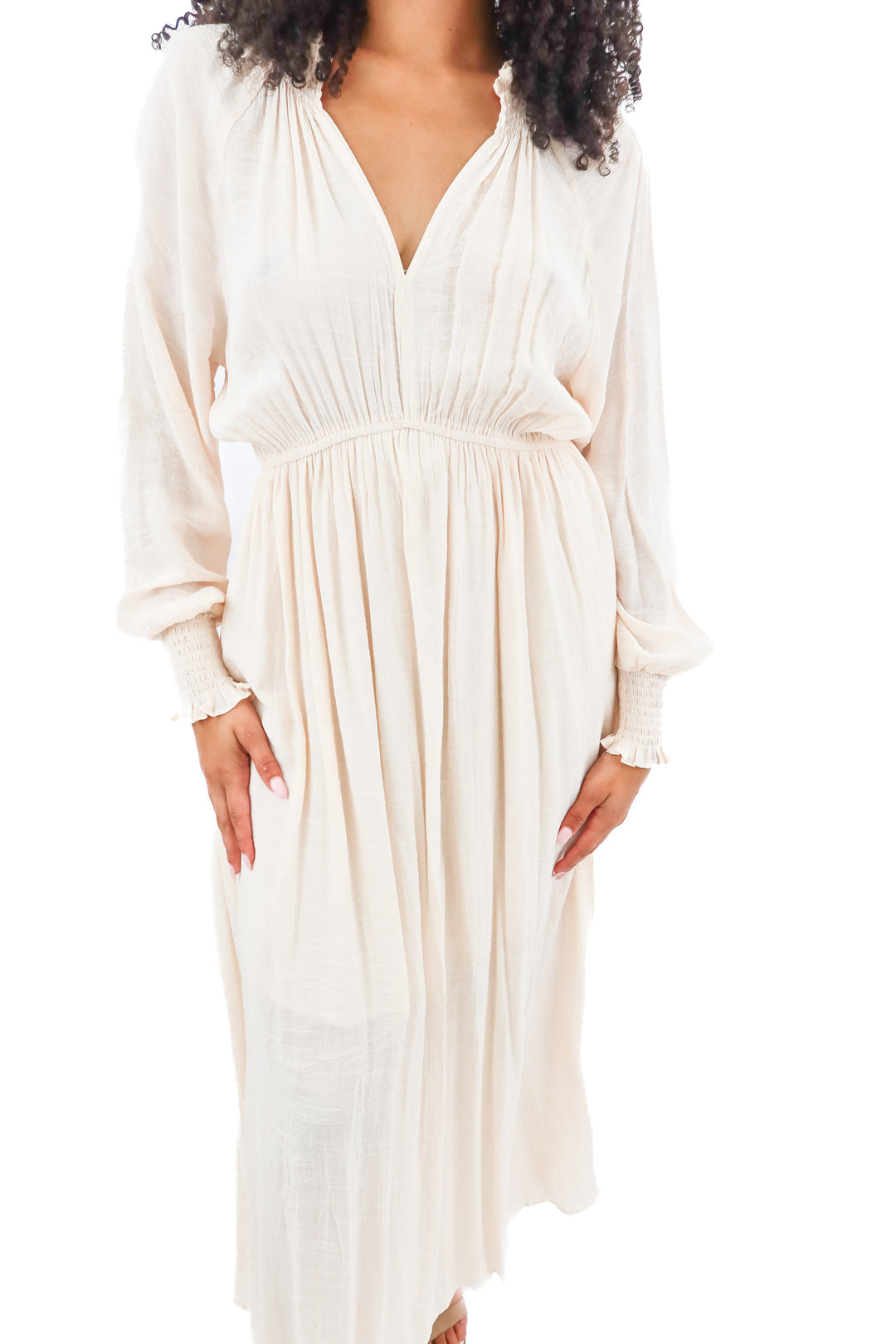 vinnie louise pink smocked maxi dress NWT (m/L; retail $58)
