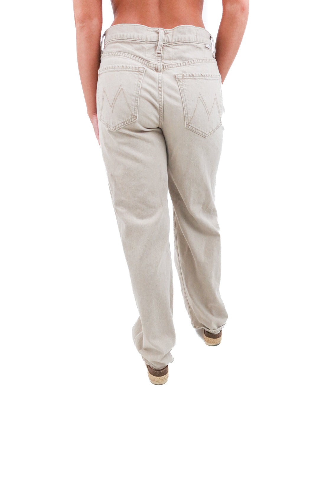 mother tan the dodger sneak denim (27; retail $278)