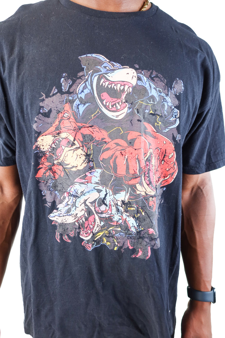 street sharks black graphic tee (XXL)