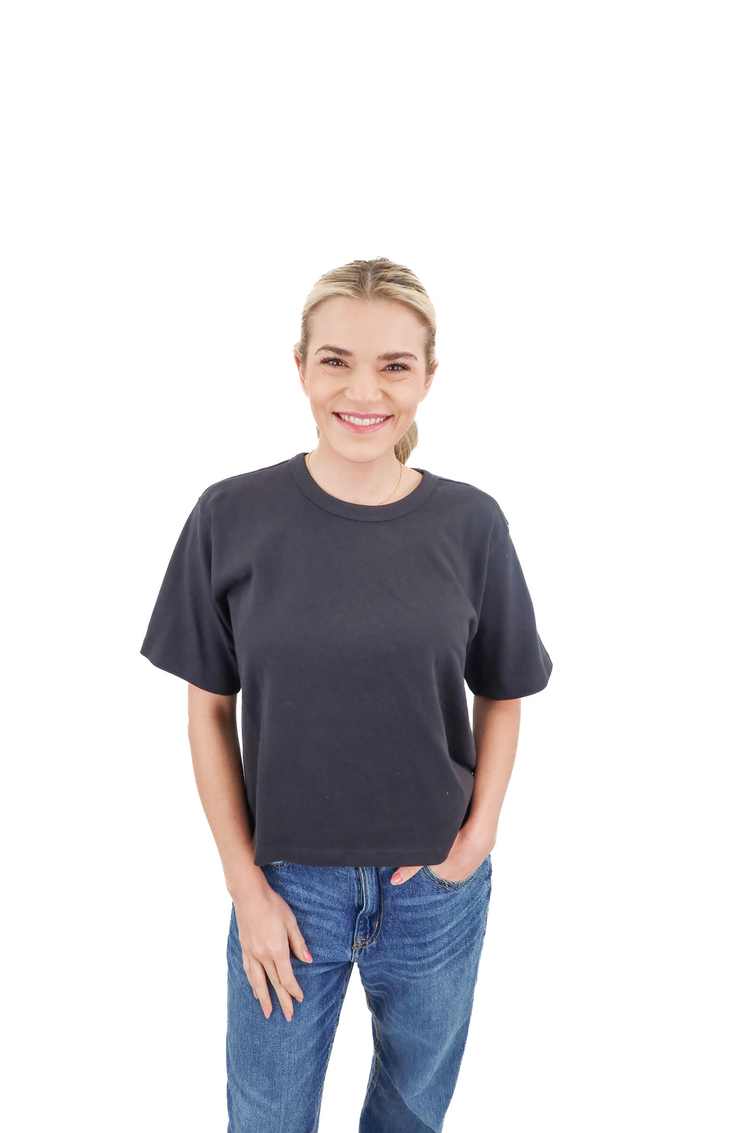 AYR black short sleeve ribbed shirt (S; retails $78)