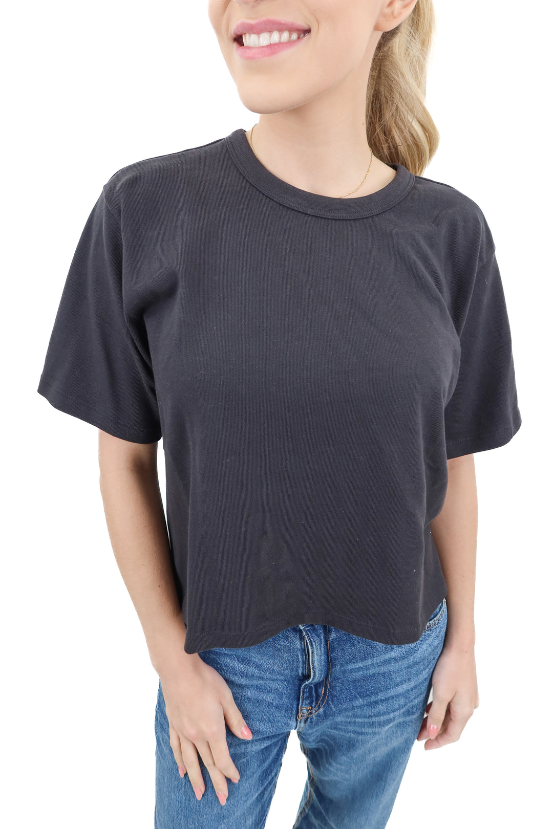 AYR black short sleeve ribbed shirt (S; retails $78)