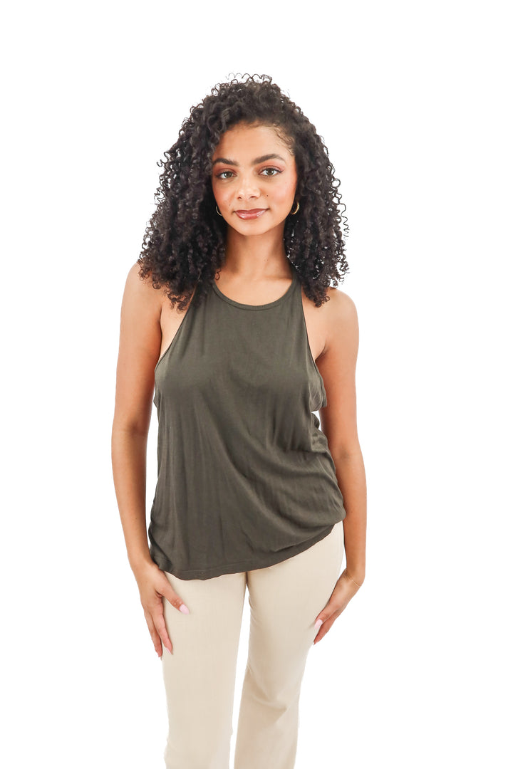 green racerback tank top (L)