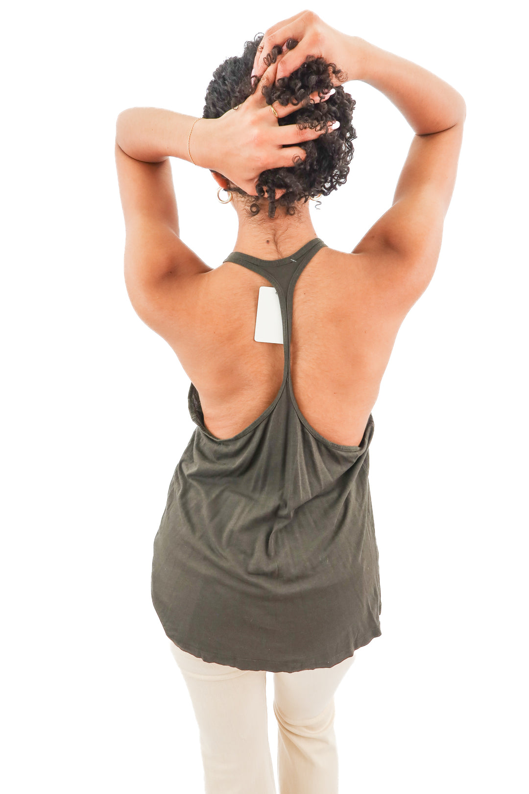 green racerback tank top (L)