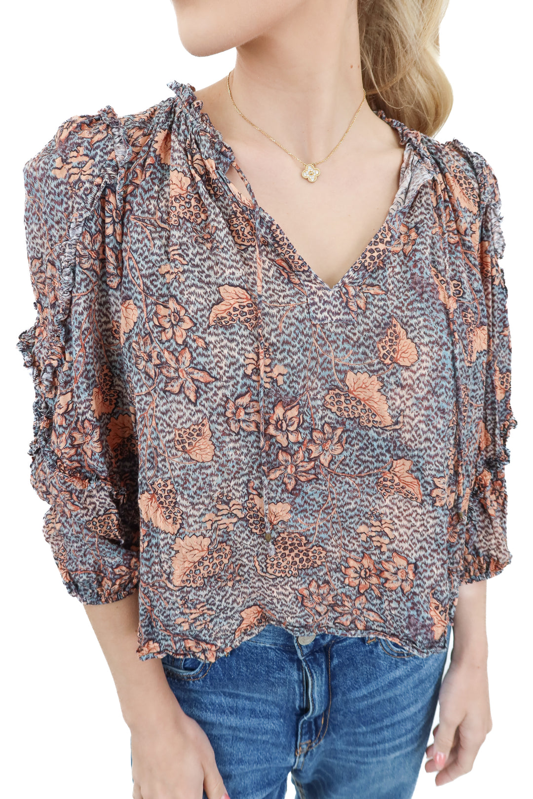 Ulla Johnson floral long sleeve blouse (4)