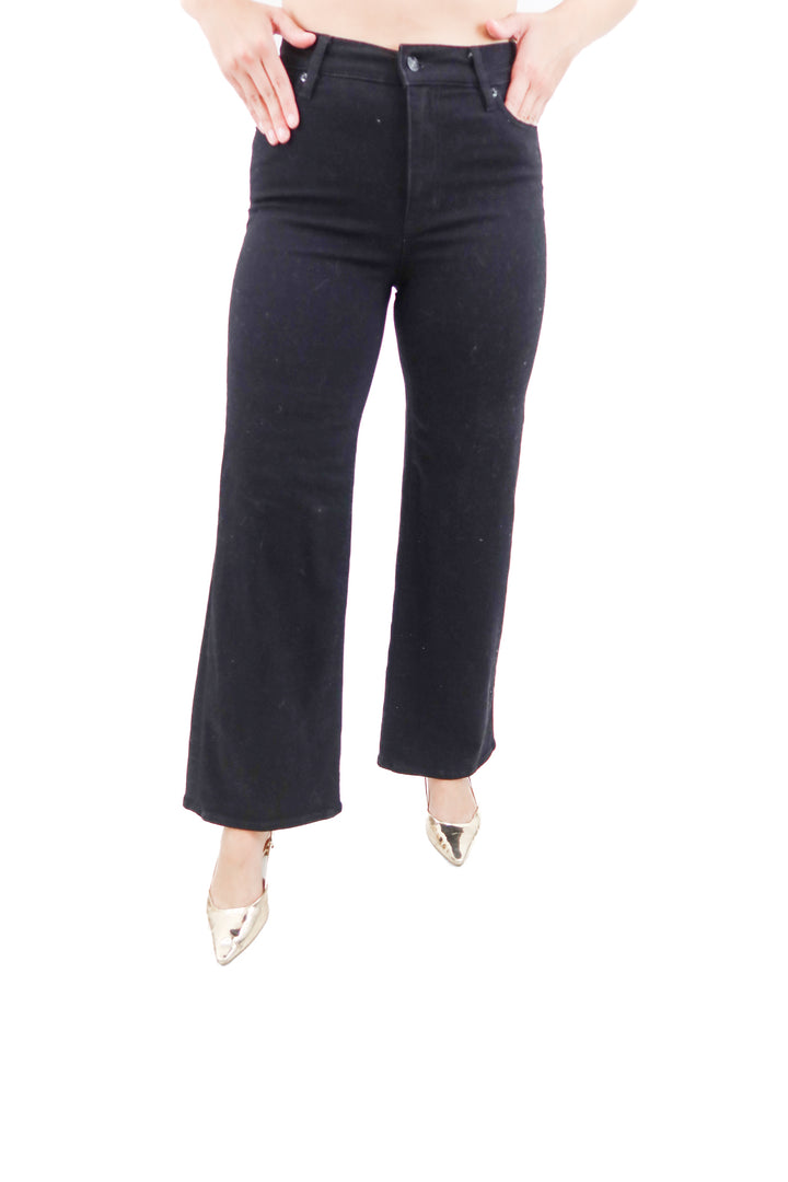 frame le slim palazzo black jean (27; retail $288)