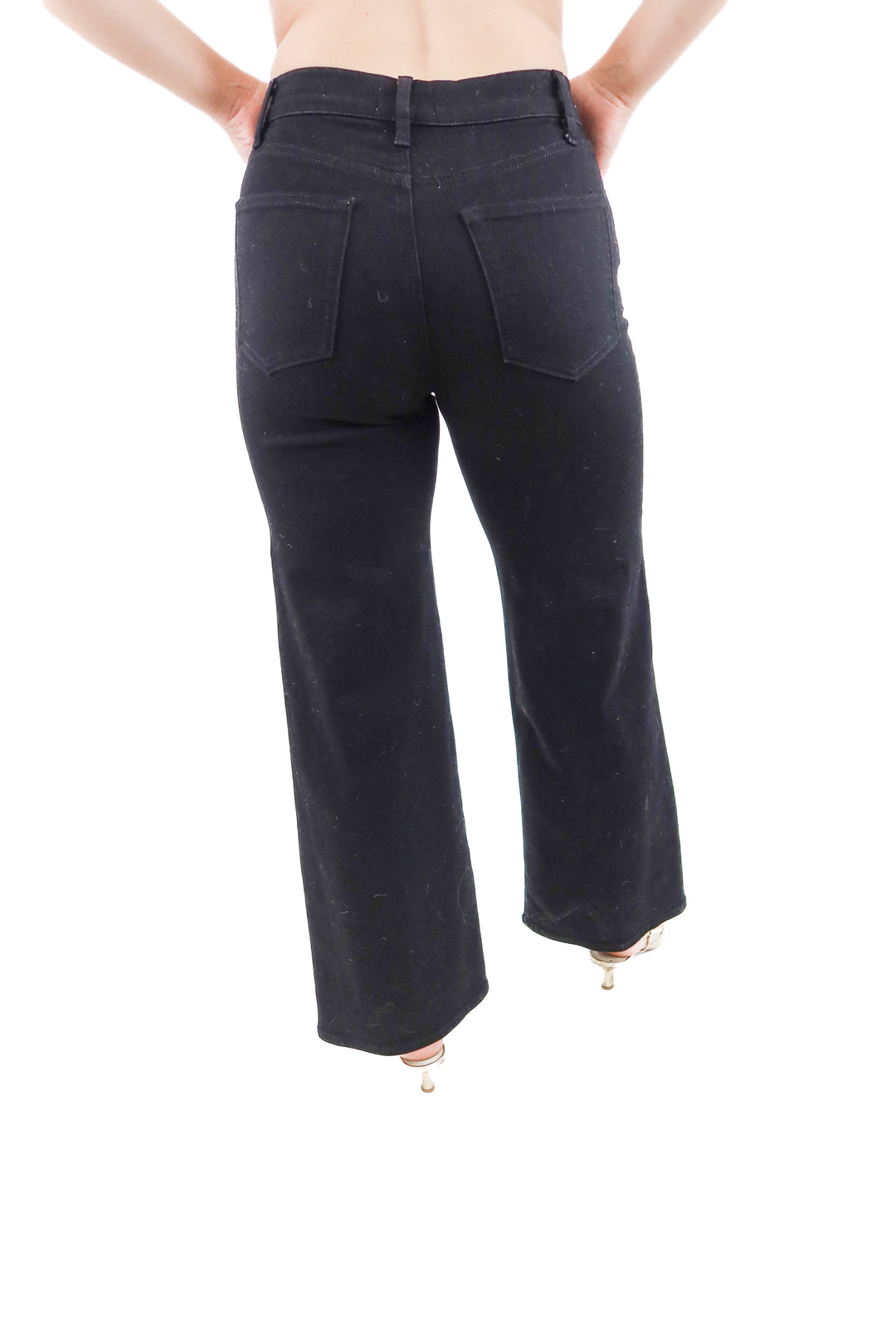 frame le slim palazzo black jean (27; retail $288)