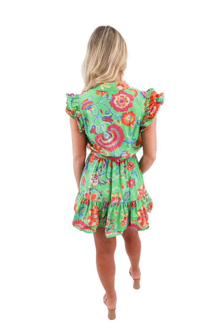 flying tomato green floral mini dress (s; retail $66)